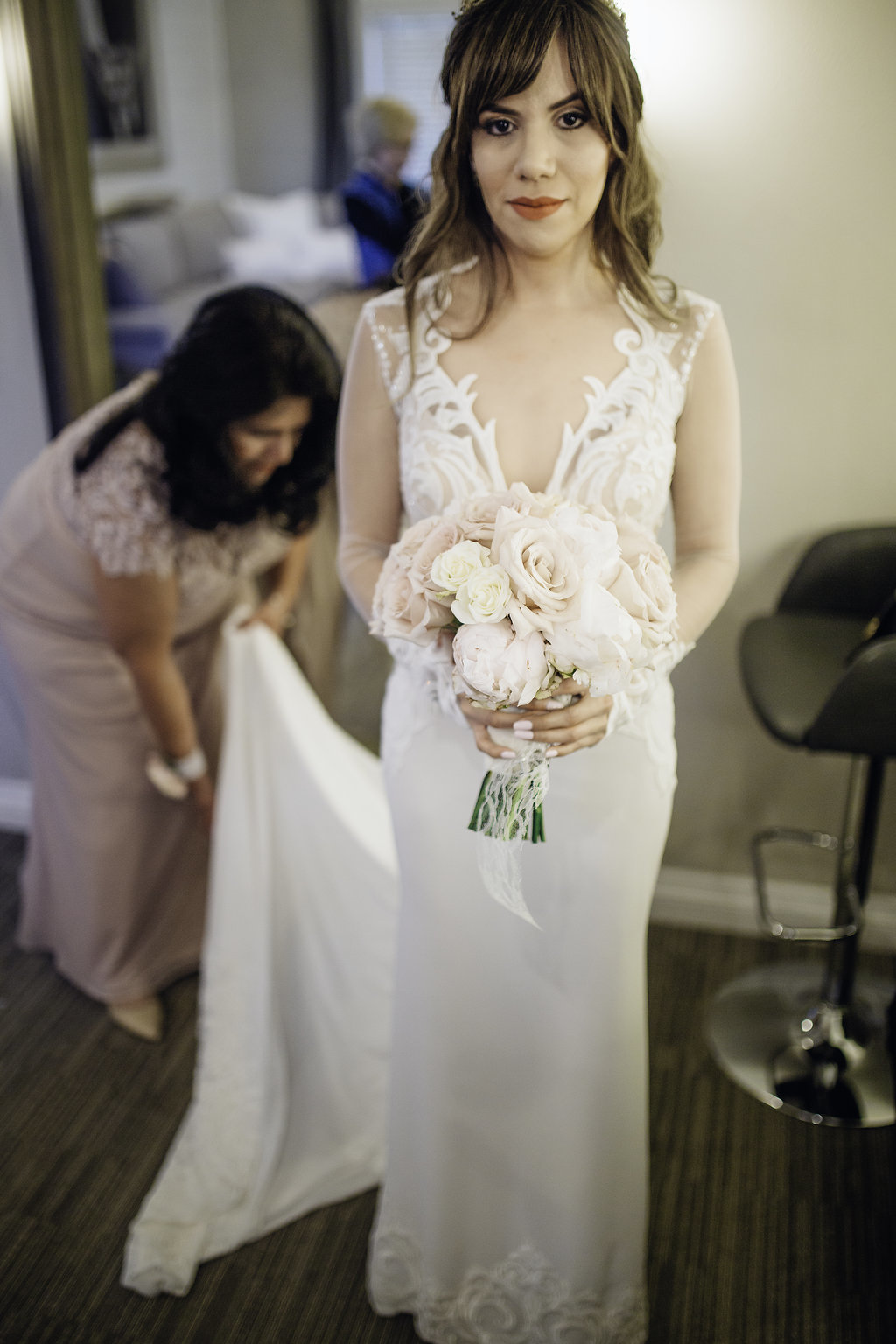 Wedding Photograph Of Woman Standing With a Bouquet Los Angeles