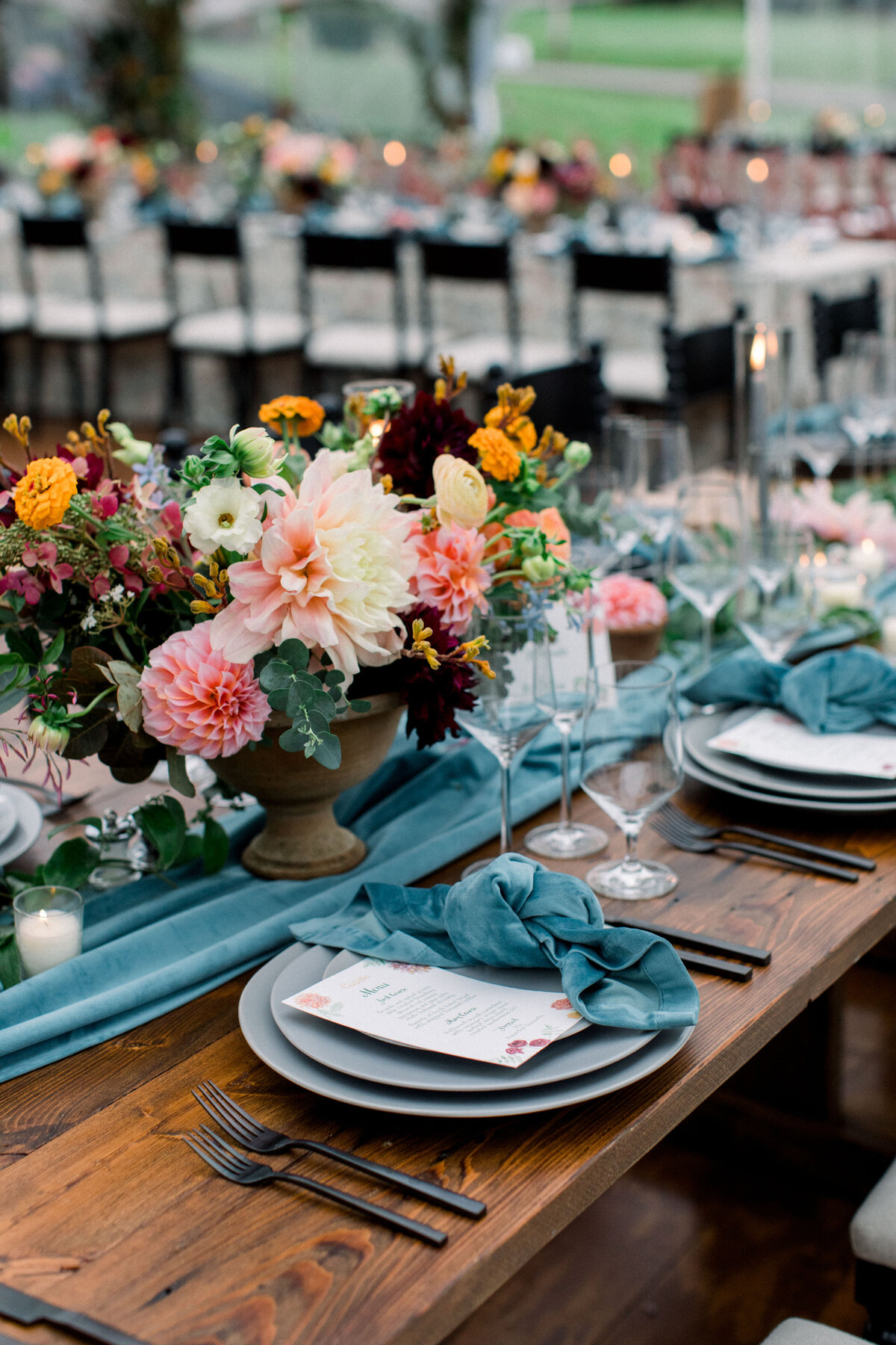 Teal Velvet Tabletop Decor
