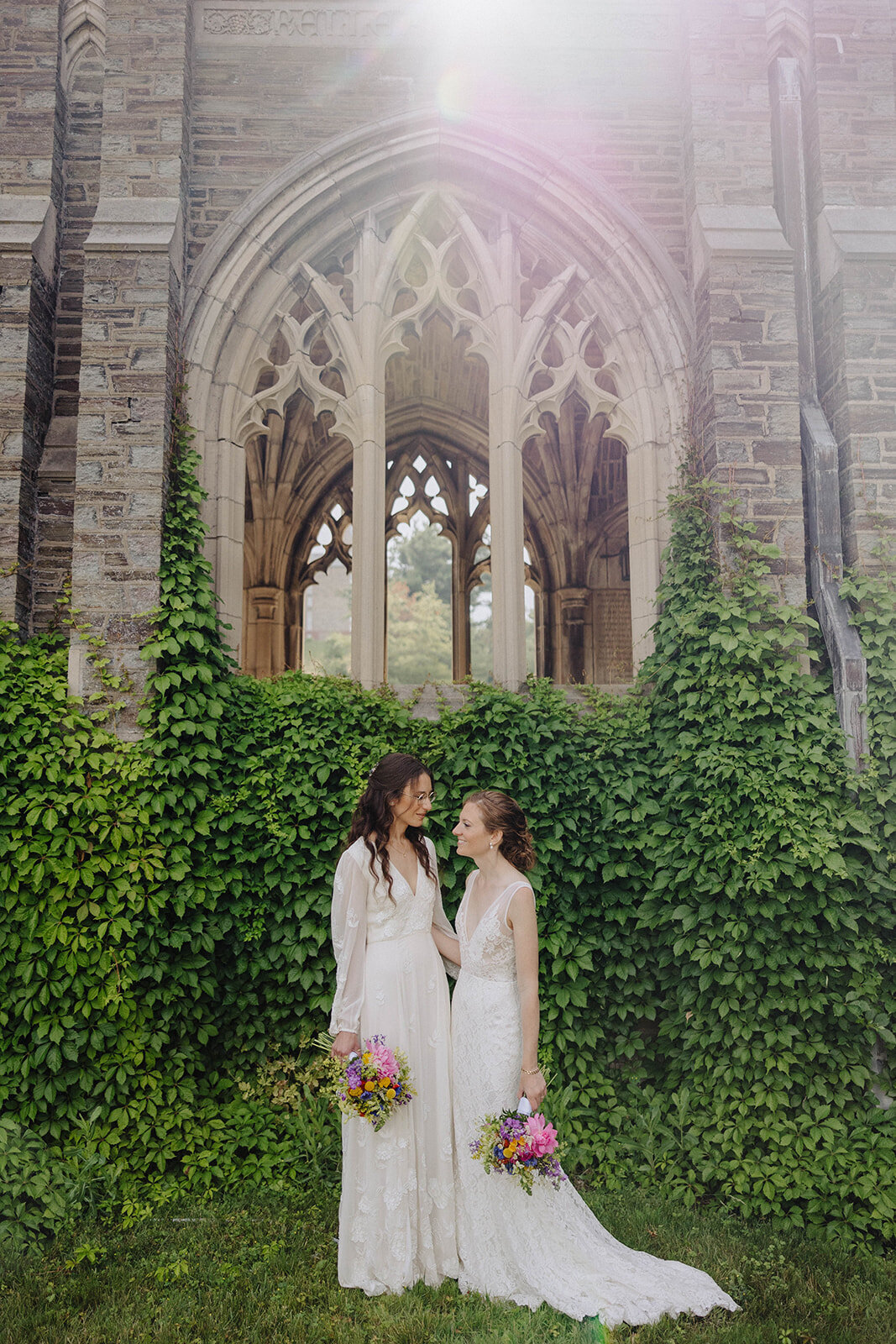 Two brides in the grounds of Cornell University