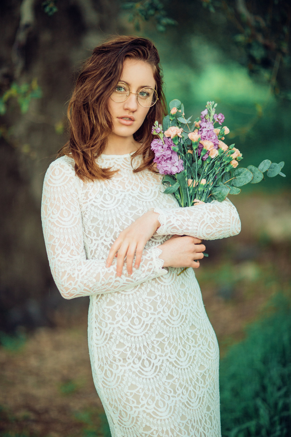 Young Woman Holding Flowers Portrait Photo Sessions LA