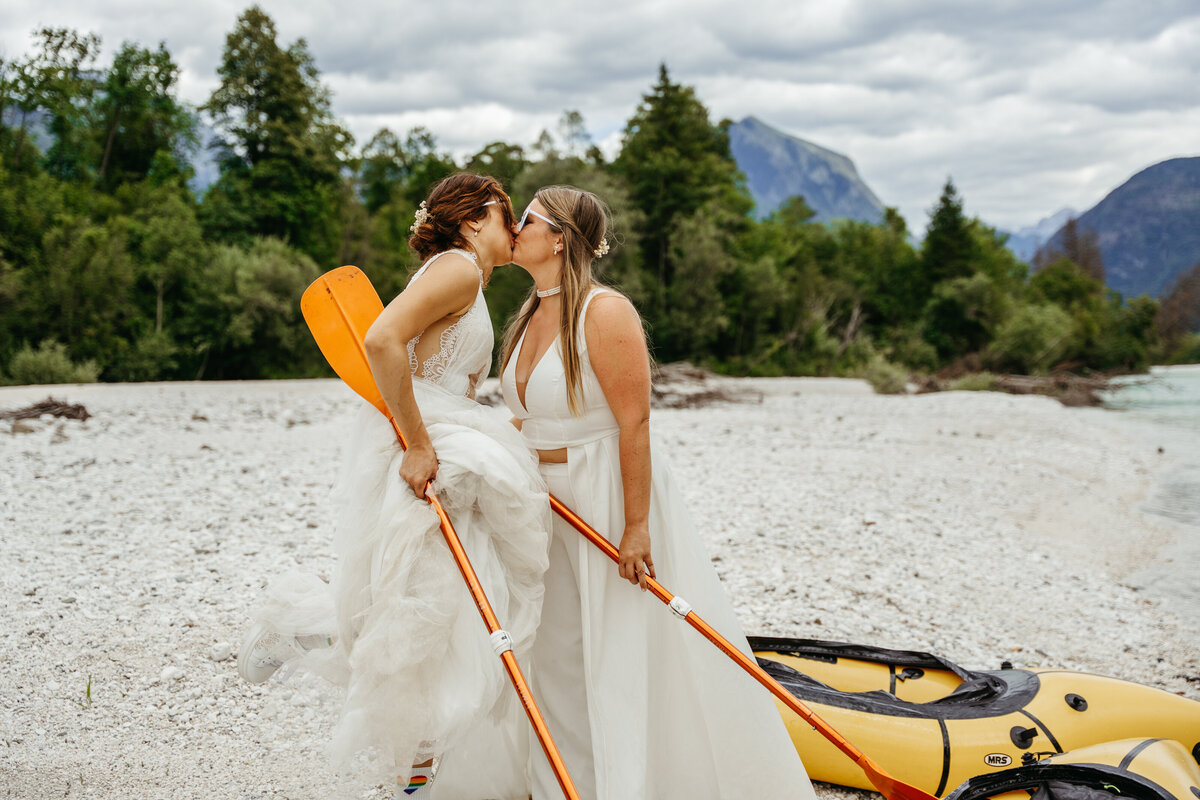 Kayak adventure elopement in Slovenia