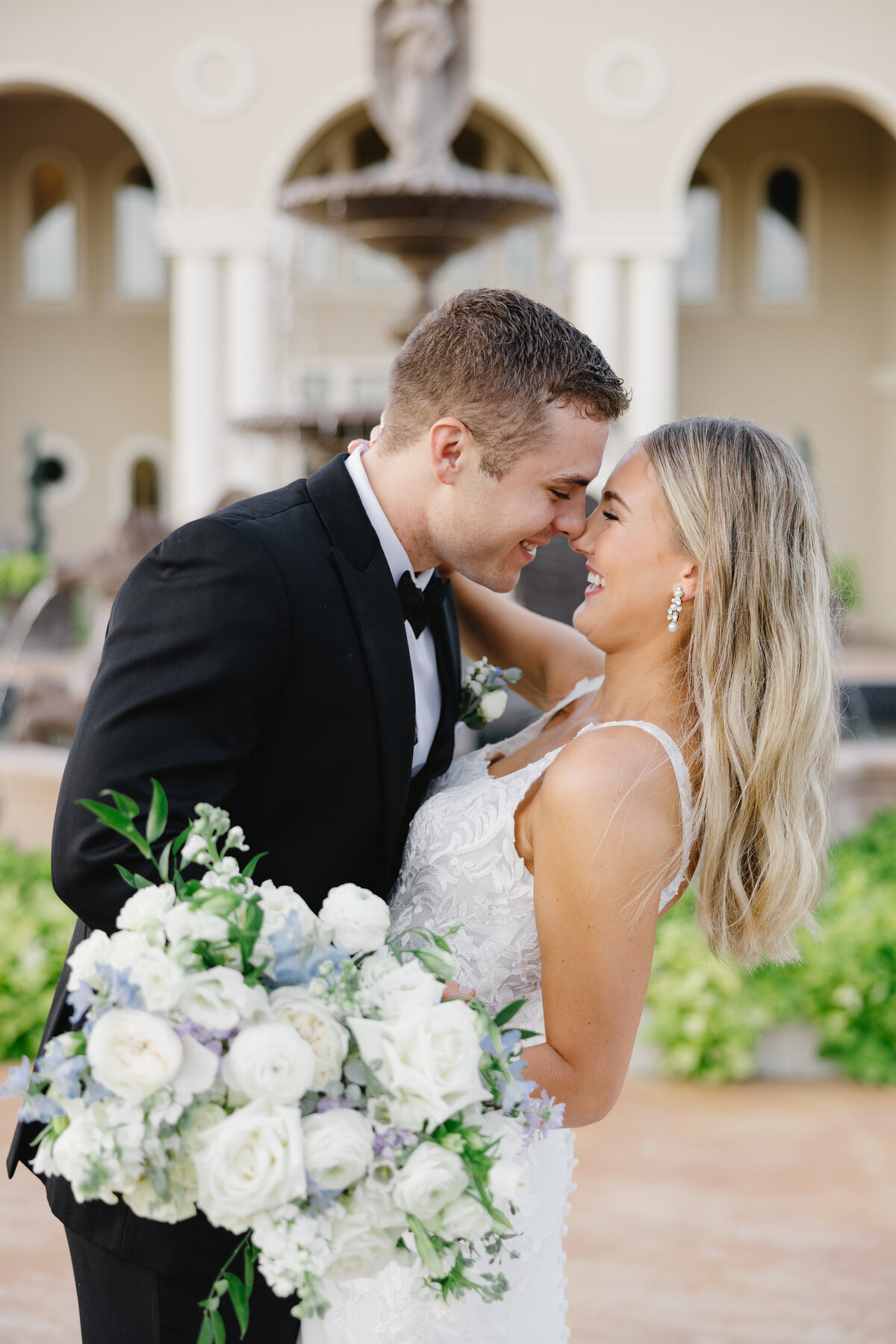 Classic light blue white garden bridal bouquet