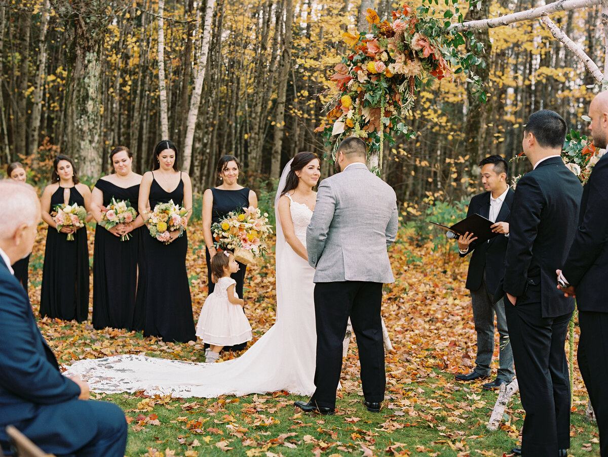 Fall wedding ceremony at The Horse and Hound Inn, Franconia, New Hampshire