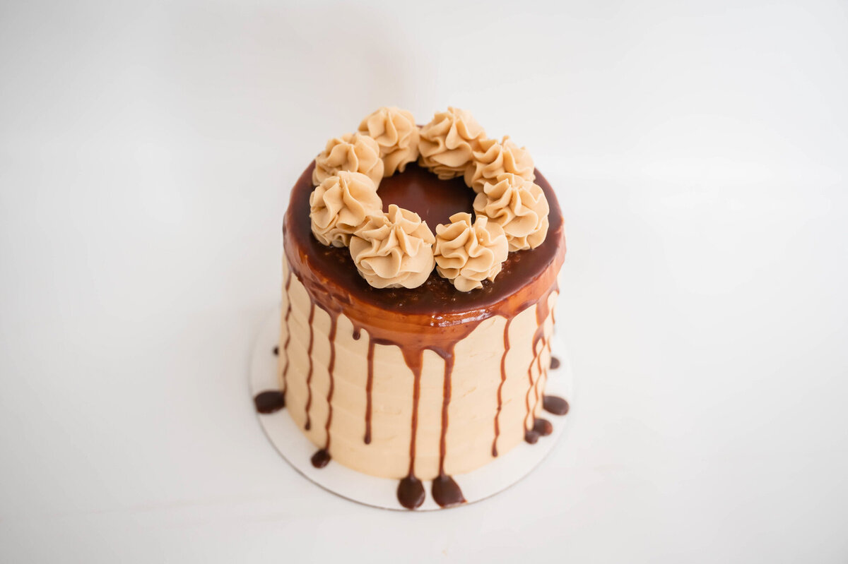 Chocolate and carmel cake by Sweets By Sue in Lethbridge, Alberta, featured on the Brontë Bride Vendor Guide.