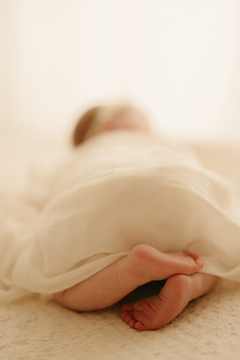 Close-up detail of tiny newborn feet during Nashville studio session