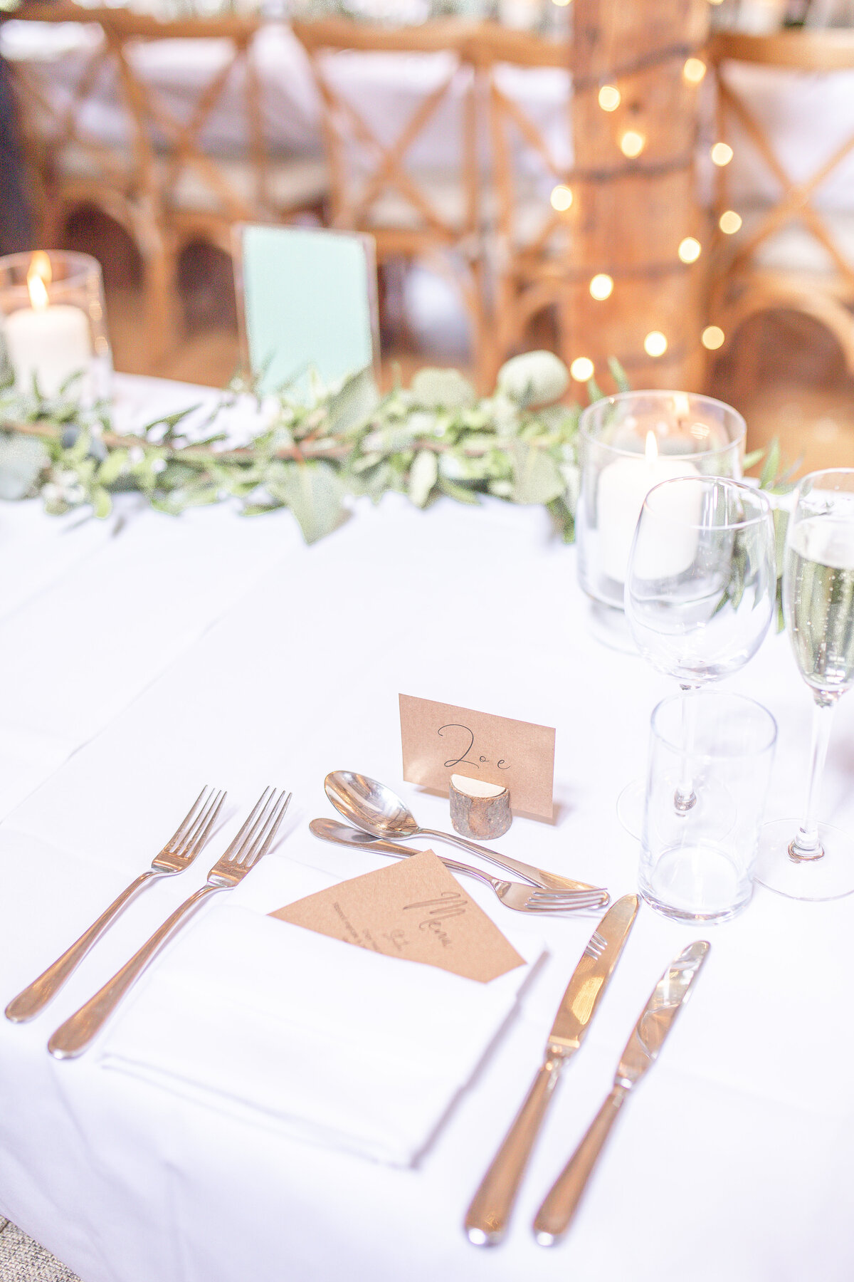 Close up of a table setting at The Plough Inn Cheshire