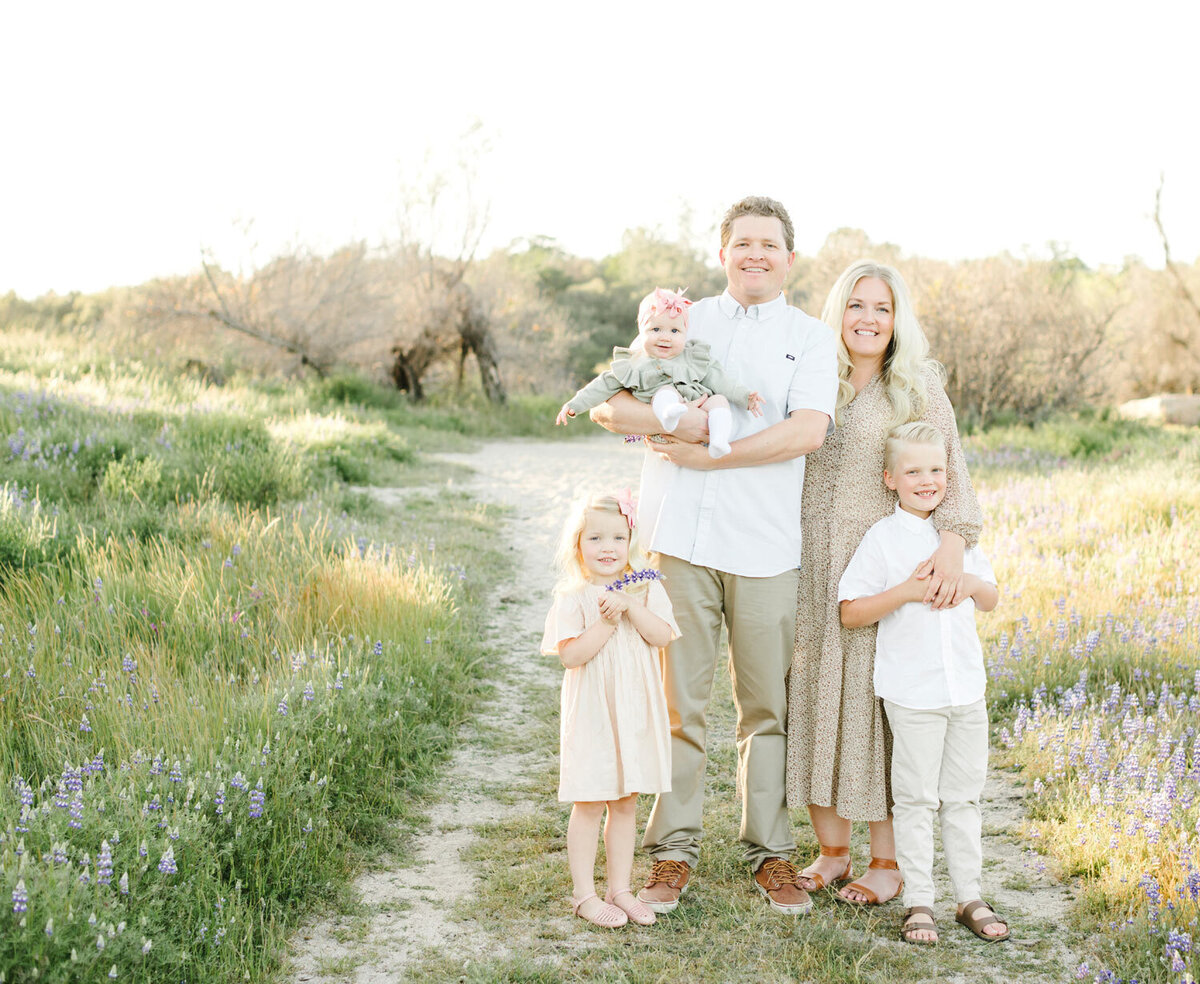 Outdoor family photograph in a lavender field in San Francisco