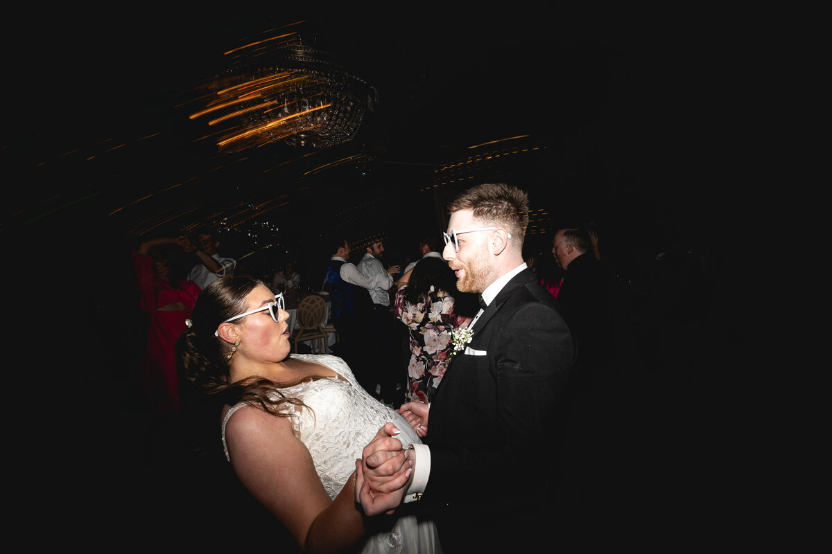 Bride and groom dancing on the dance floor in Ireland