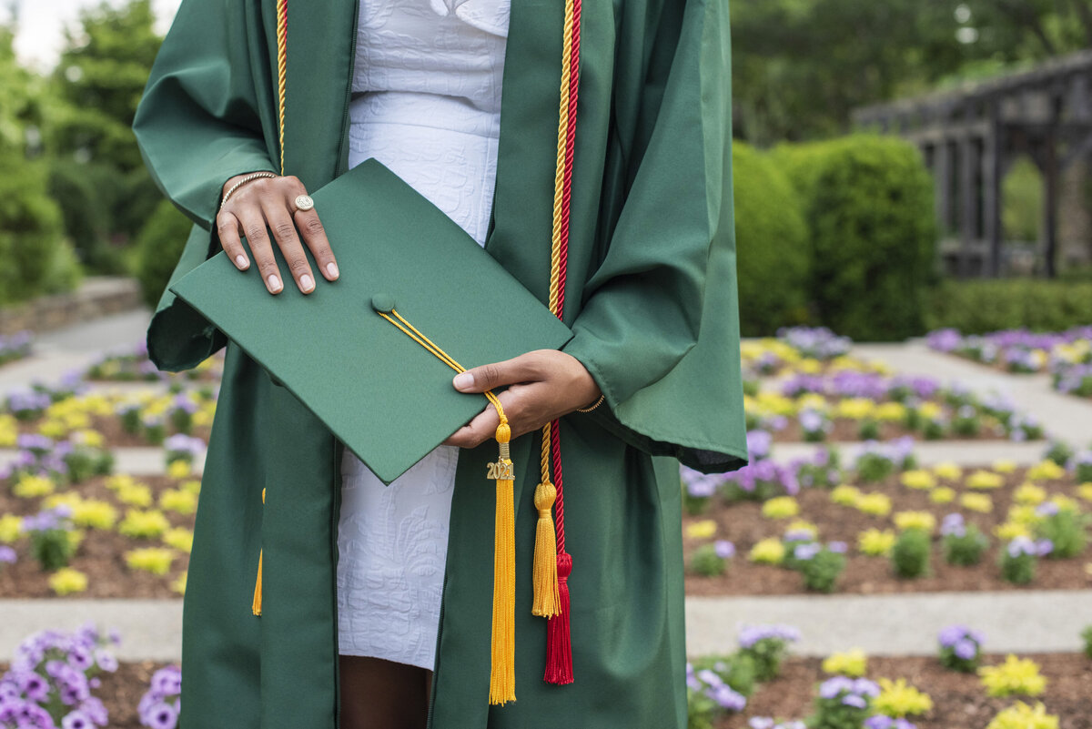 Senior photography cap and gown The NC Arboretum Asheville, NC