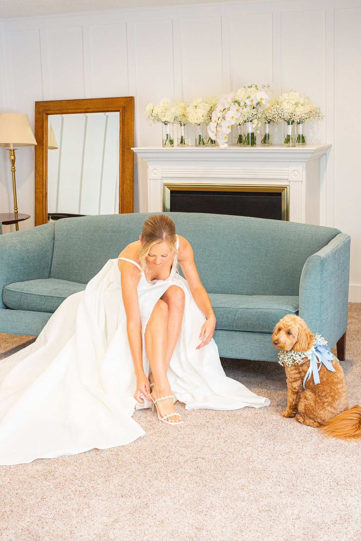 bride and her dog