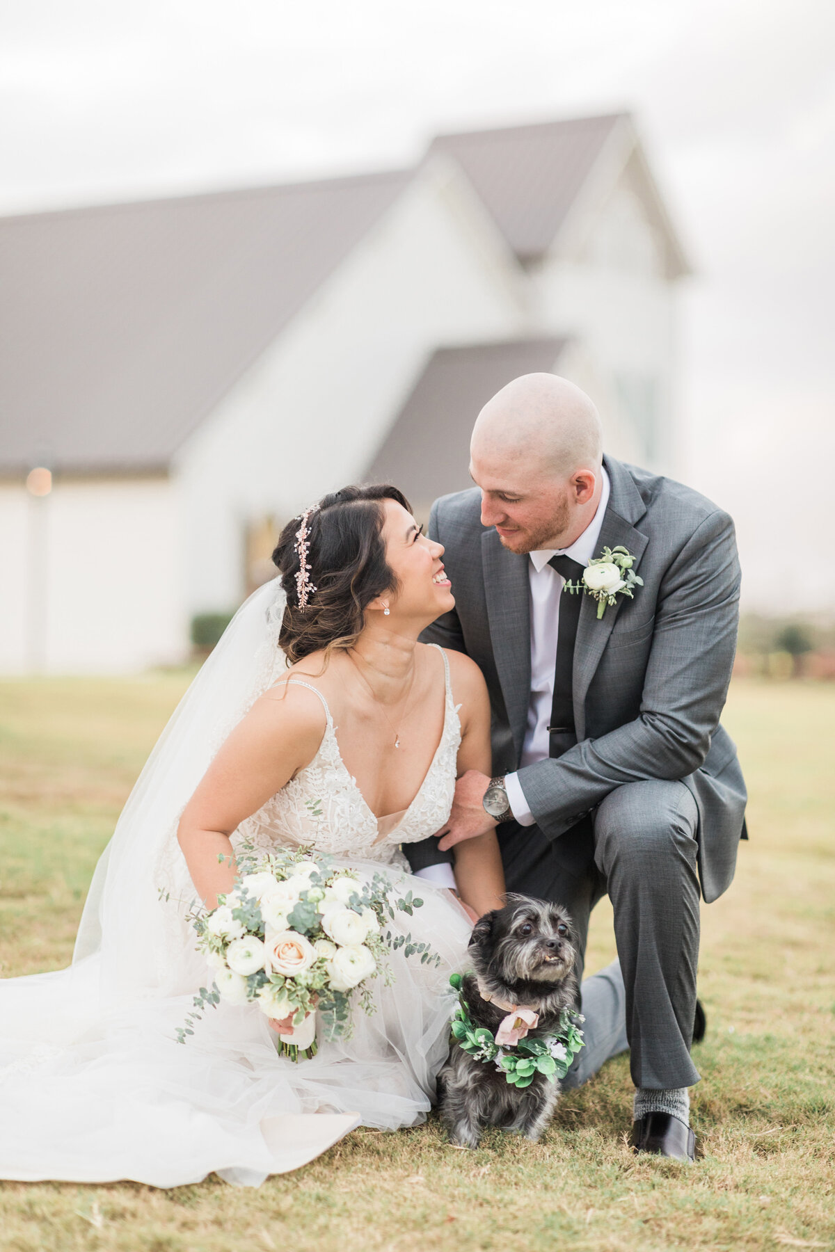 Houston Wedding couple with pet