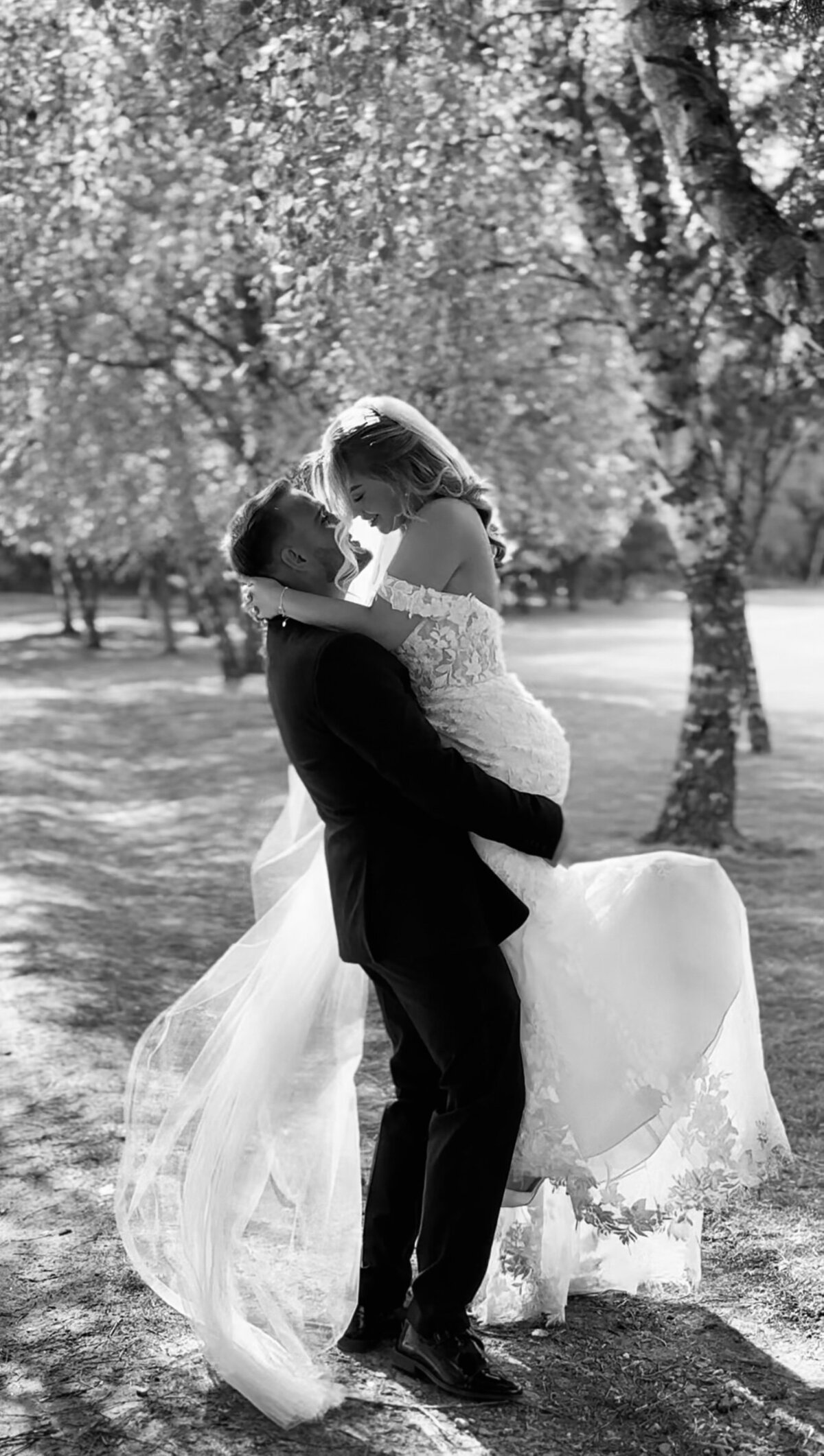 Bride and Groom in loving embrace