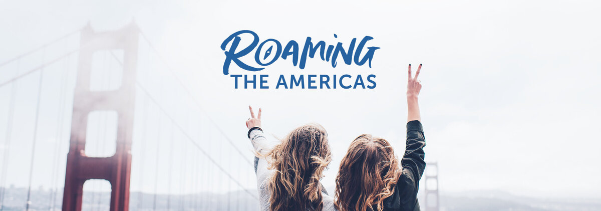blue logo design for travel blogger, Roaming the Americas