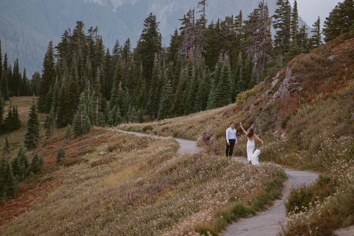 Couple running on the trail