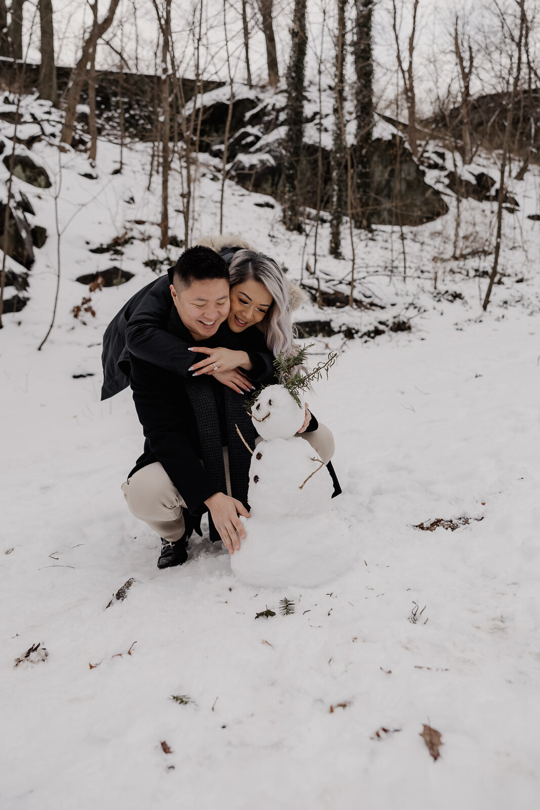 Engagement Photos in the snow at Fort Tryon Park NYC