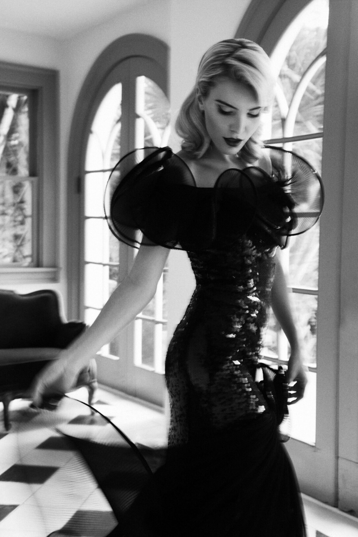 Fashion-model-editorial-black gown-styling