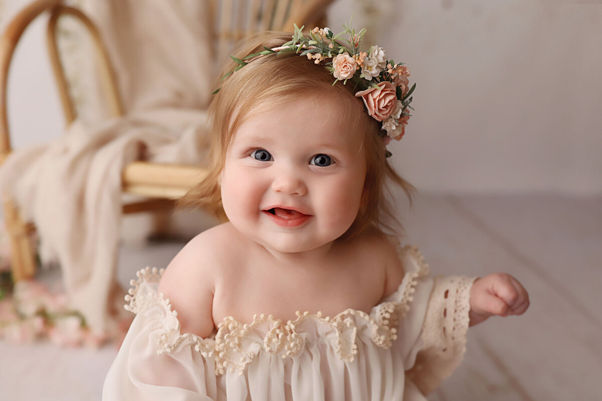 sweet little girl wearing a flower crown