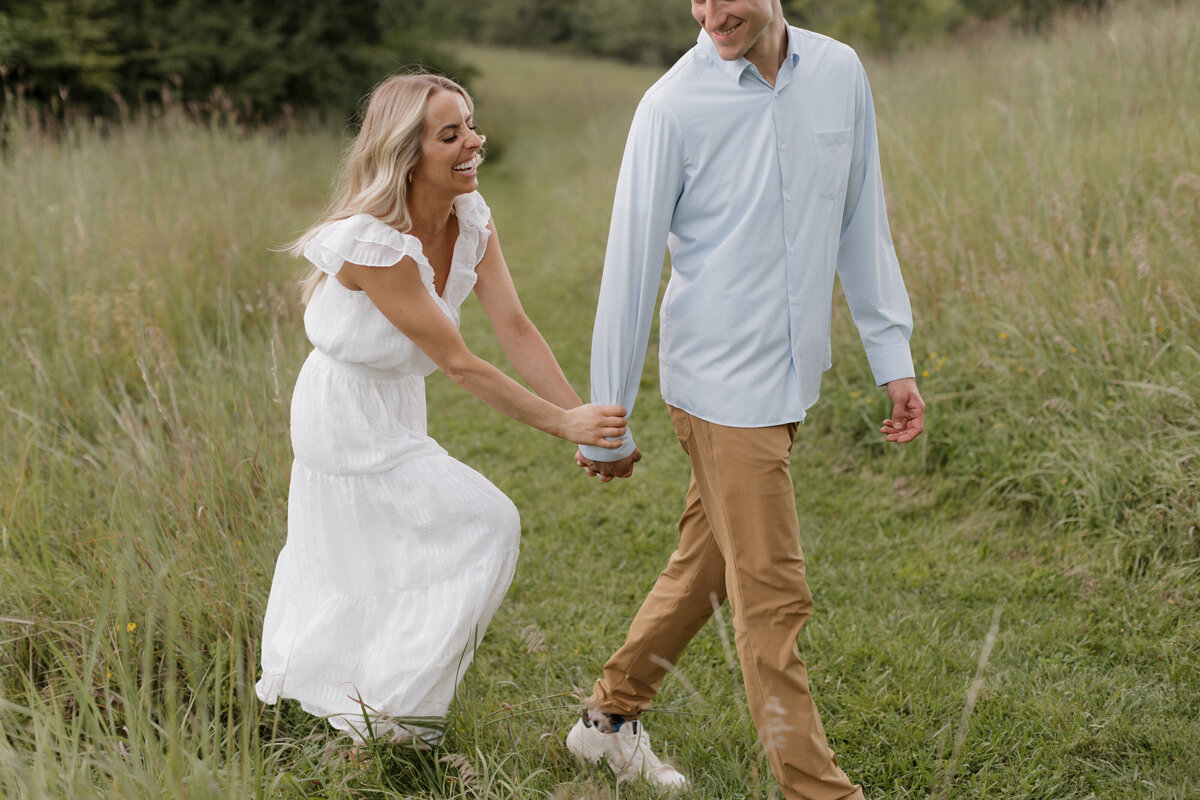 Engagement photos Indianapolis couple walking together