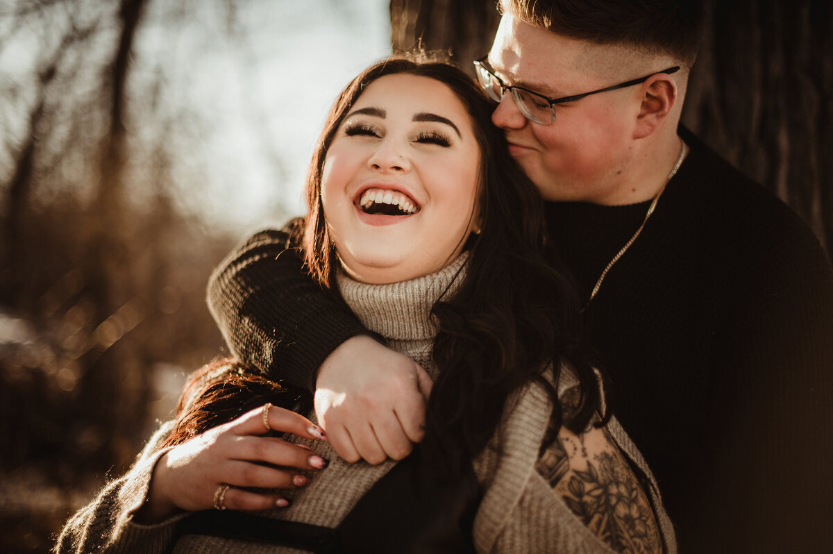 fun winter engagement session
