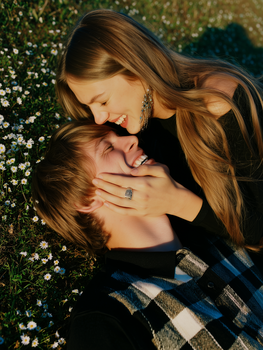 Smiling Couple in Field