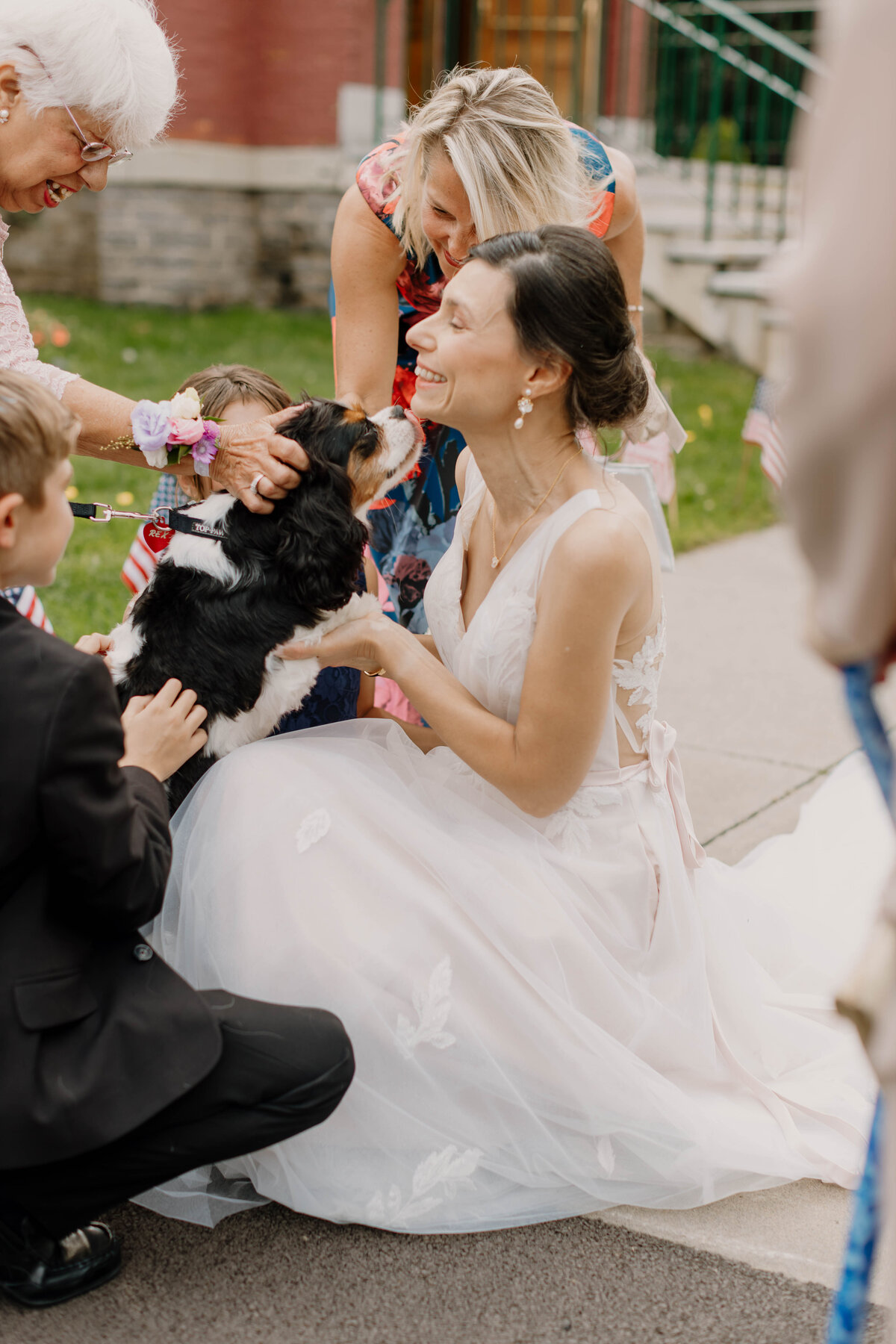Cooperstown NY Wedding Photography, Bride and dog