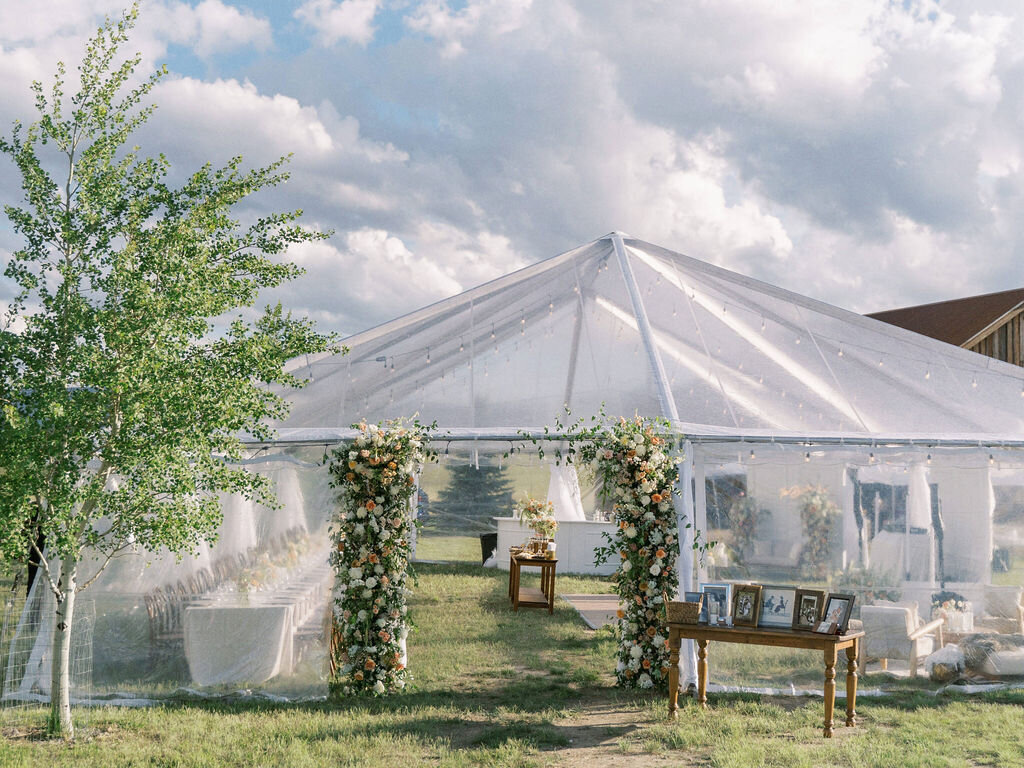 elegant mountain wedding reception decor