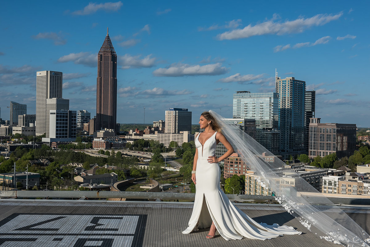 Bride on roof top