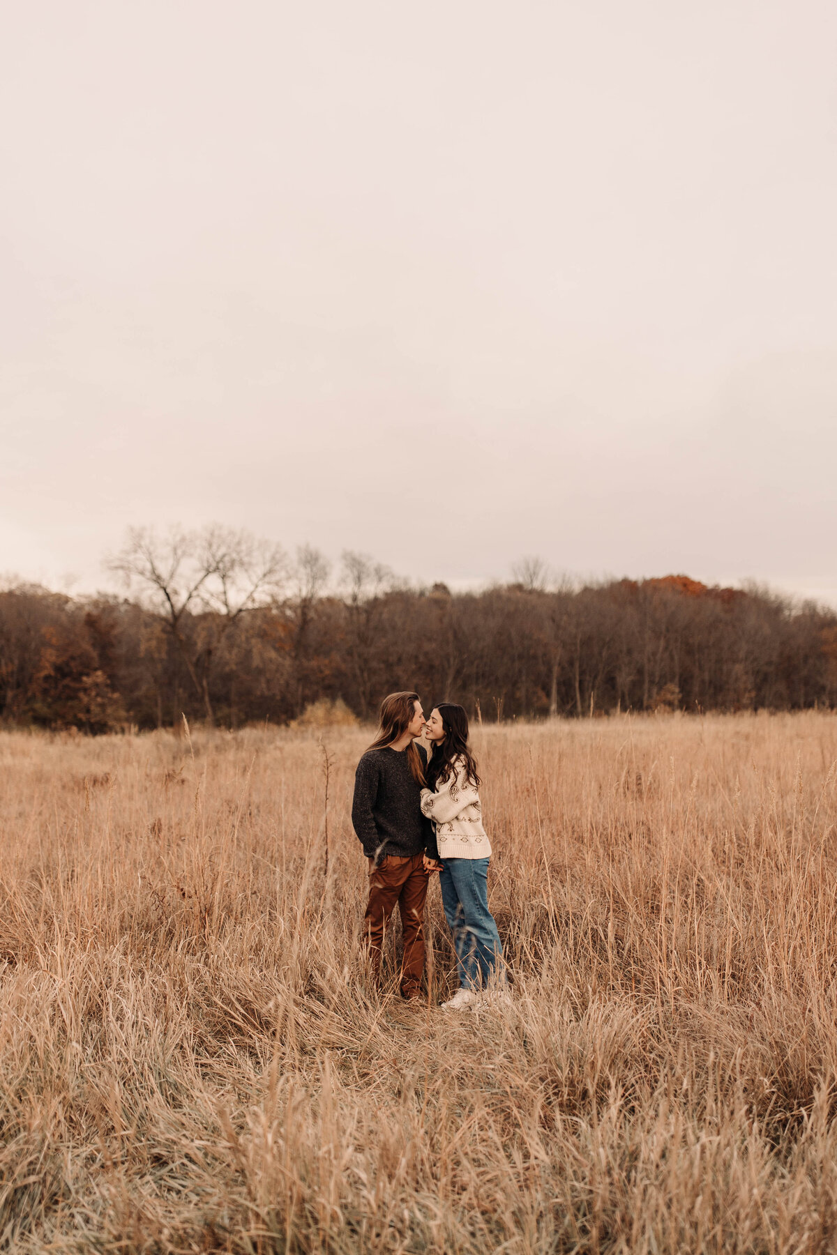 engagement photos in a prairie in iowa