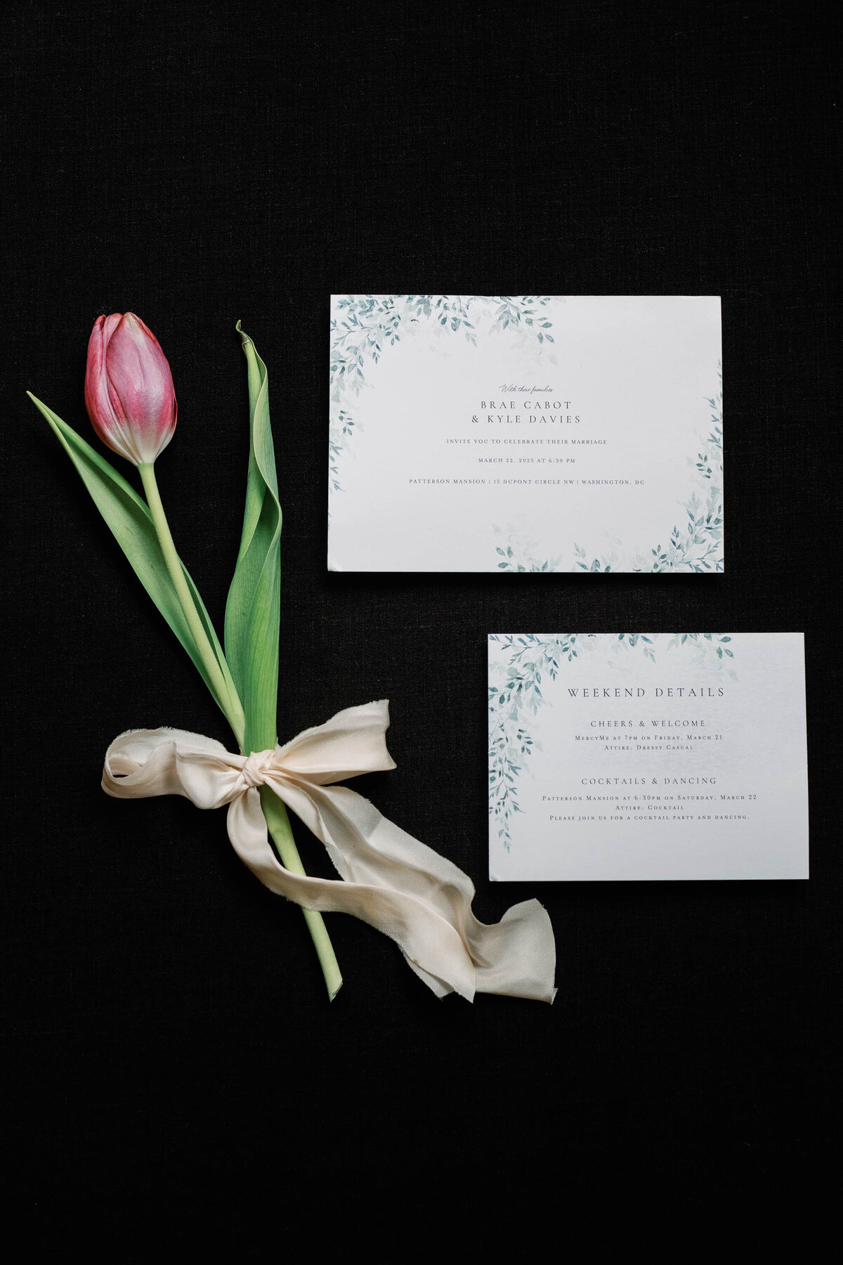 wedding invitation with tulips