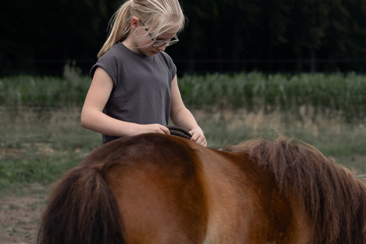 Bruin paard helpt een kind zichzelf beter te begrijpen.
