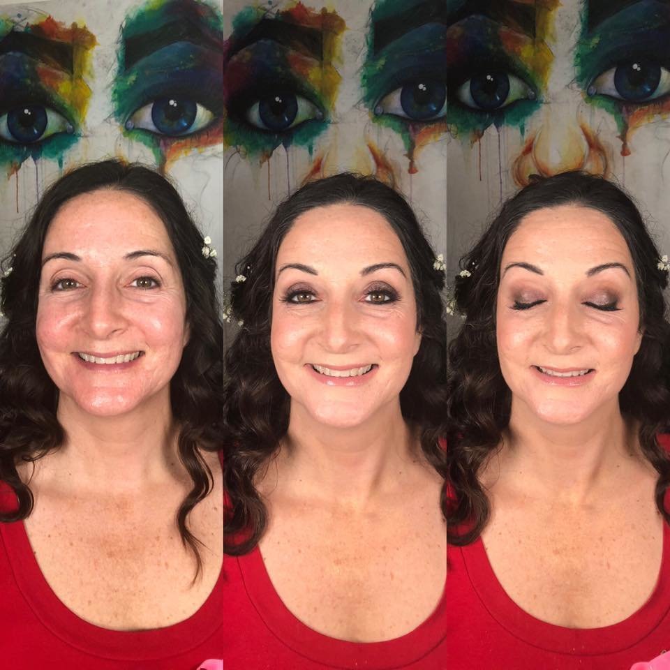 Special Event Makeup Before and After Full Flam, Soft, Smoky Eye Nude Lip