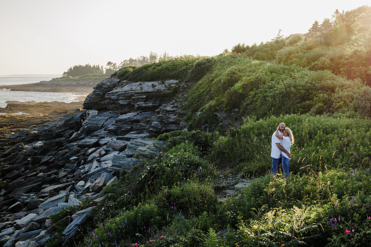 bride and groom in maine