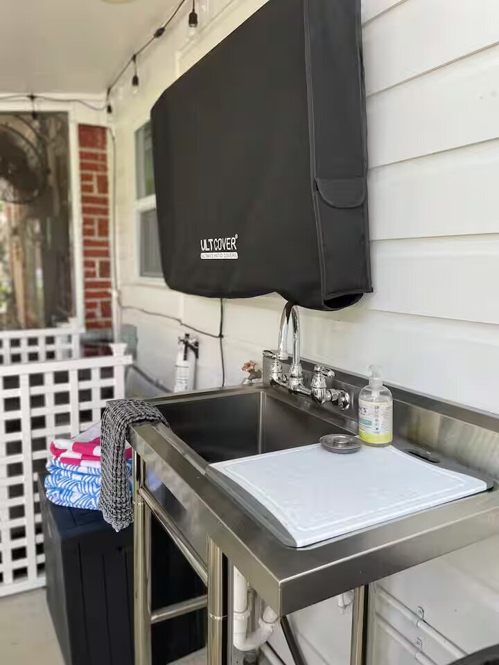 outdoor sink and TV