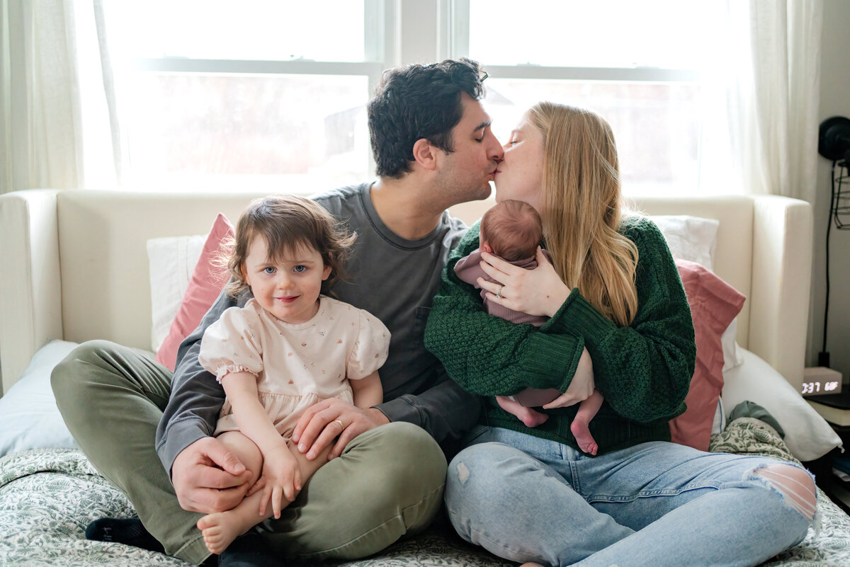 infant family photography in a Boston home