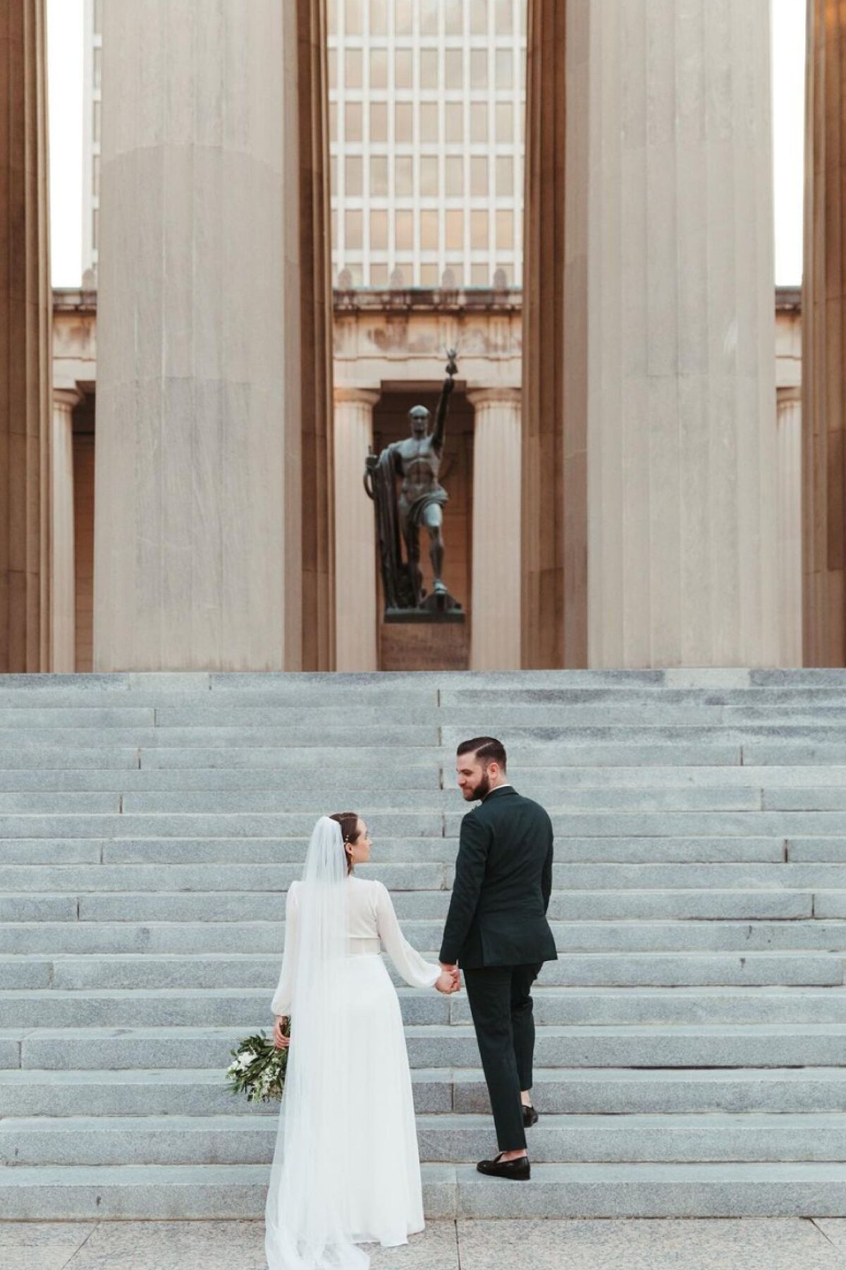 Classic-Wedding-Couple-Staircase-Portrait