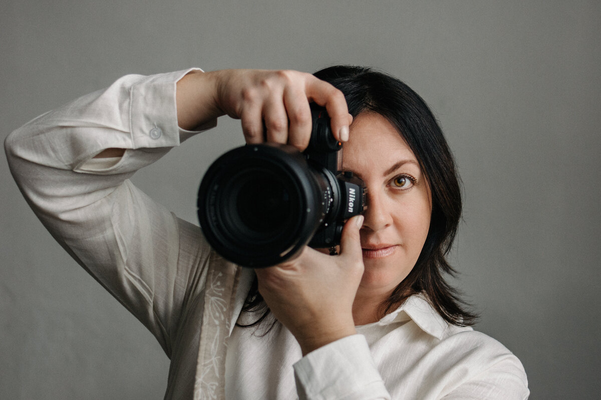 Woman photographer branding studio session