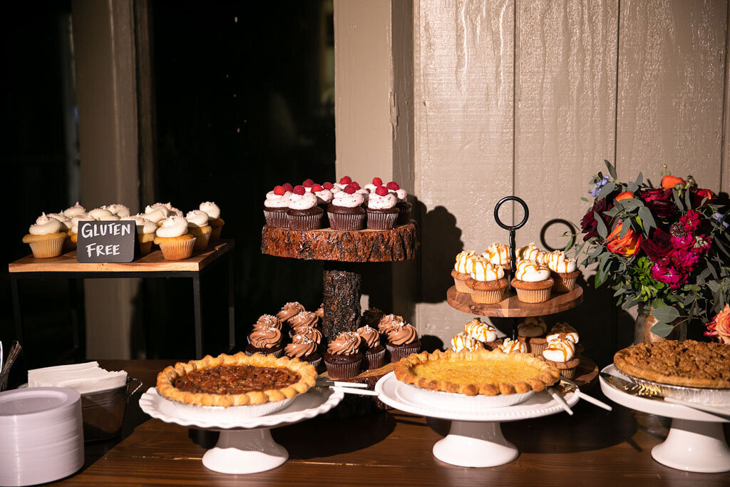 Variety of desserts on dessert table