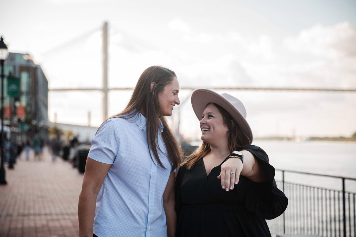 Proposal photos in Savannah at the Riverwalk | Savannah Proposal Photographer, Phavy Photography