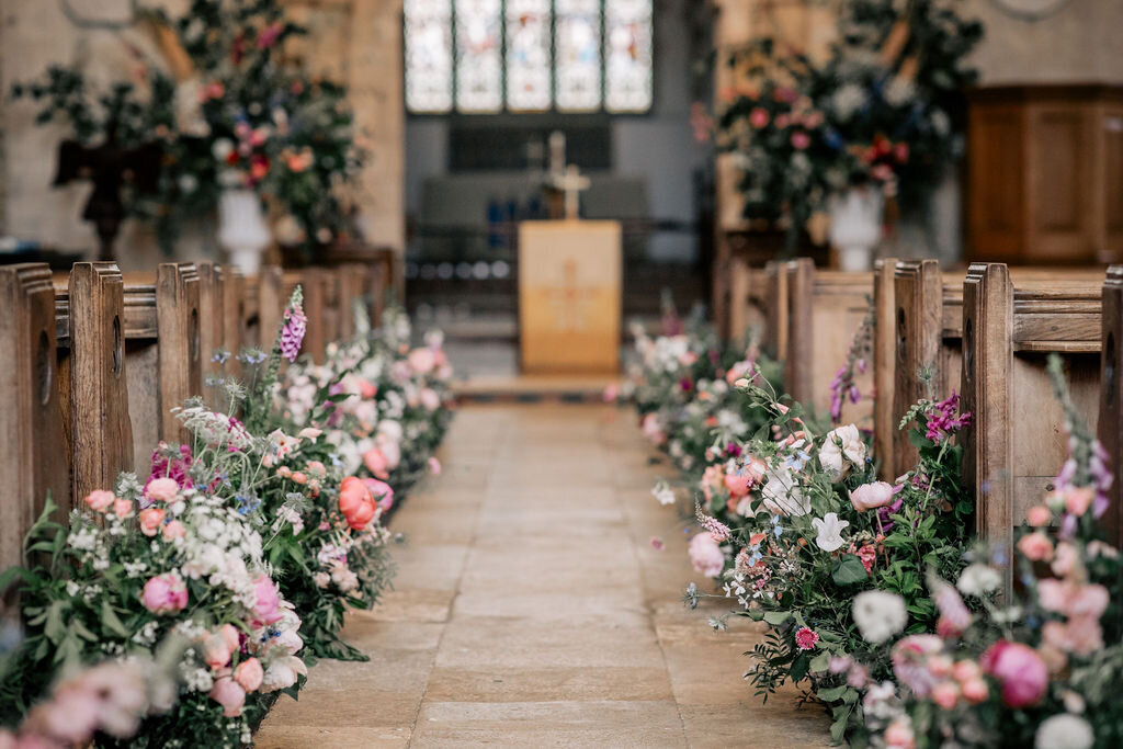 Church wedding aisle flowers 