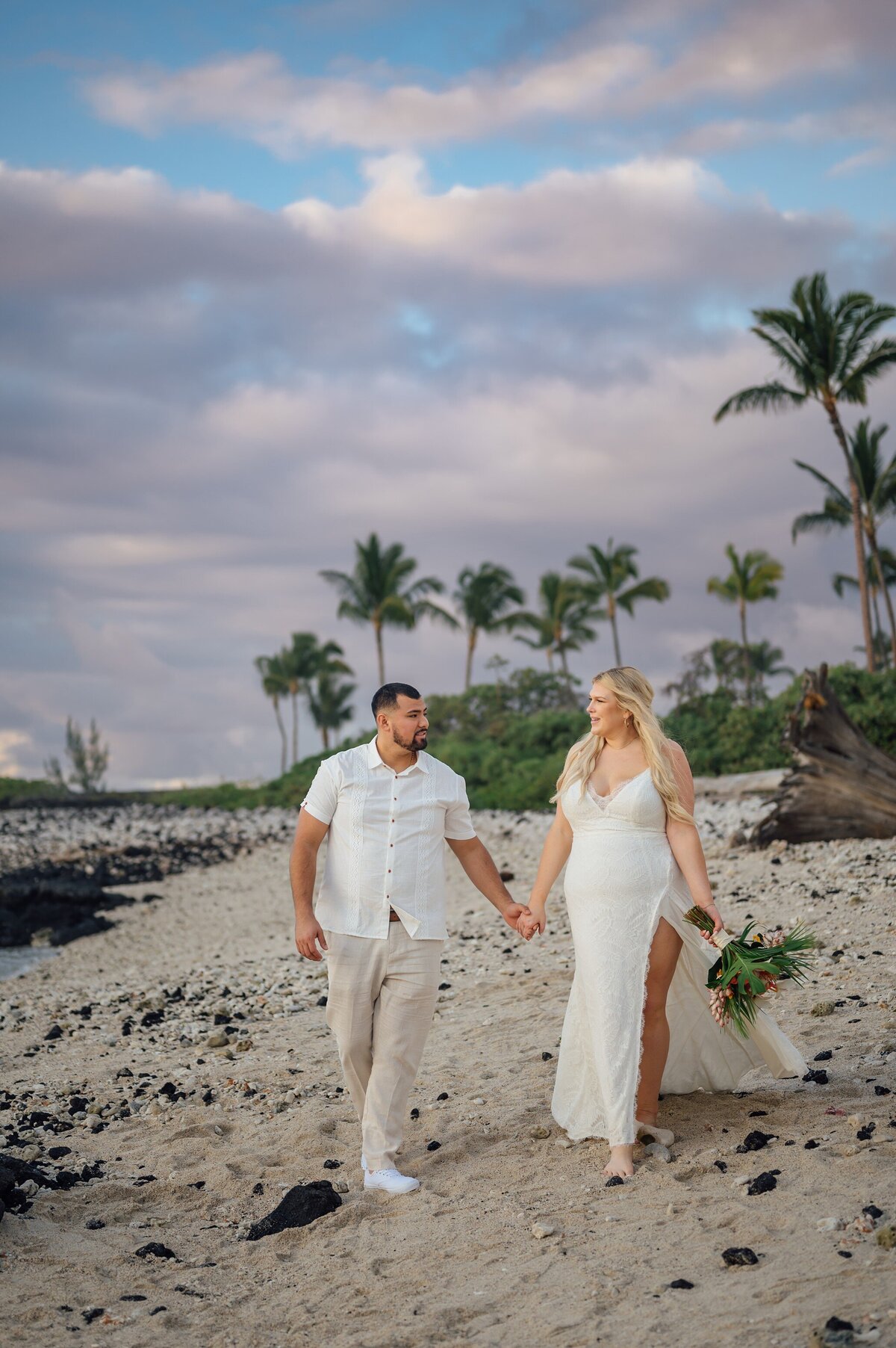 bride and groom take their first stroll as married couple
