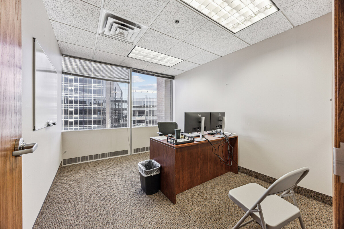 Temporary office setup for construction company in Minneapolis, Minnesota
