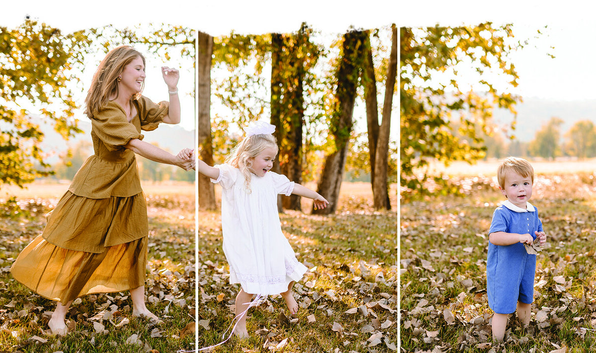 Fall Mini Sessions near me by taylor howard photography. Happy family in fall