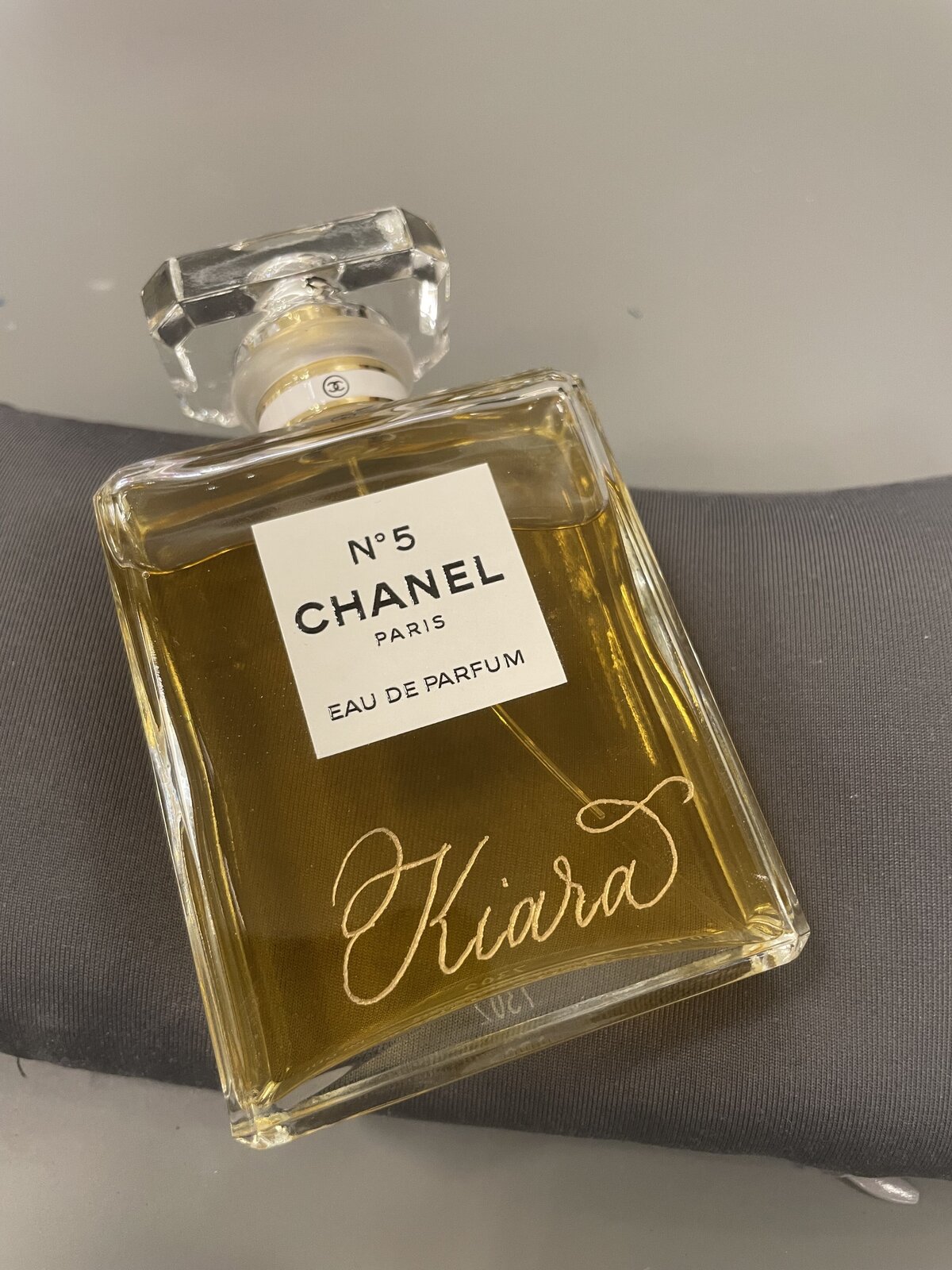 Custom Engraved Fragrance Bottle Calligraphy Silver