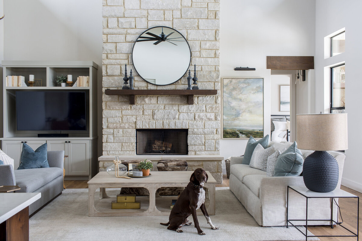 living room design in modern ranch style