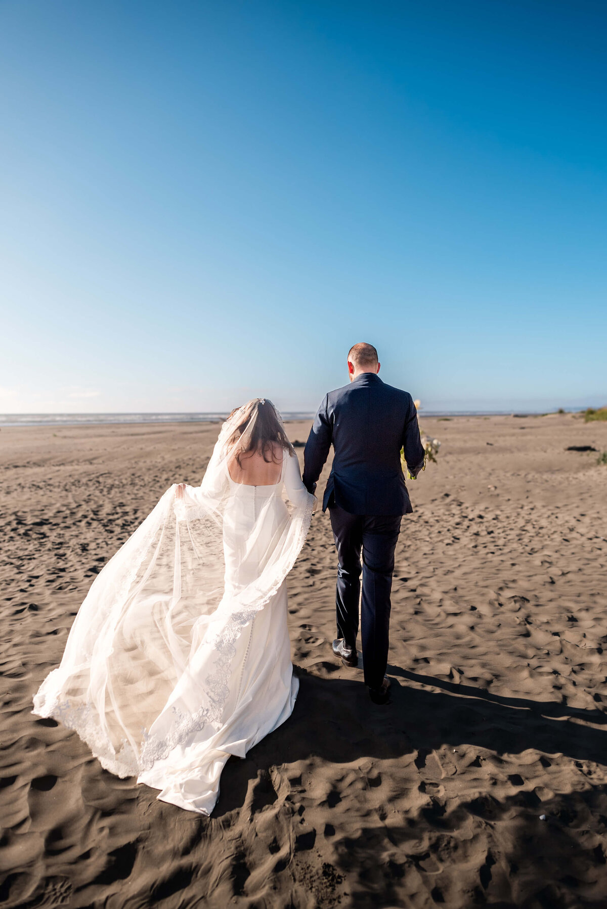 Bride and Groom at Seabrook, Washington State Wedding