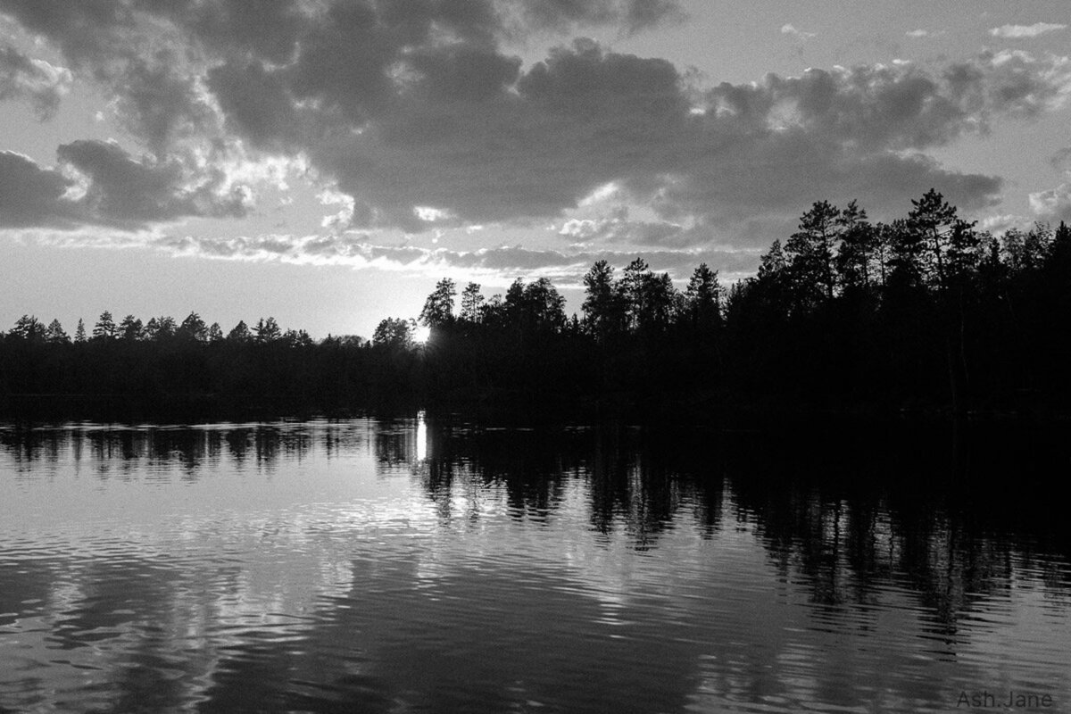 Sunset on Northern Minnesota lake.