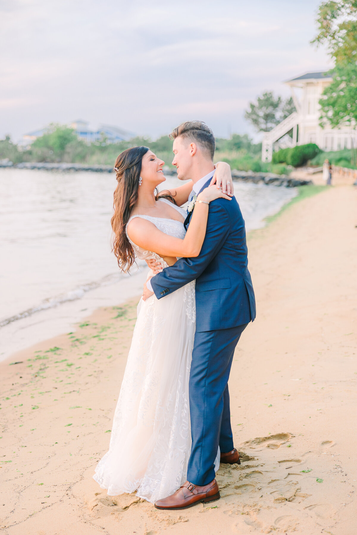 chesapeake bay beach club wedding sunset portraits