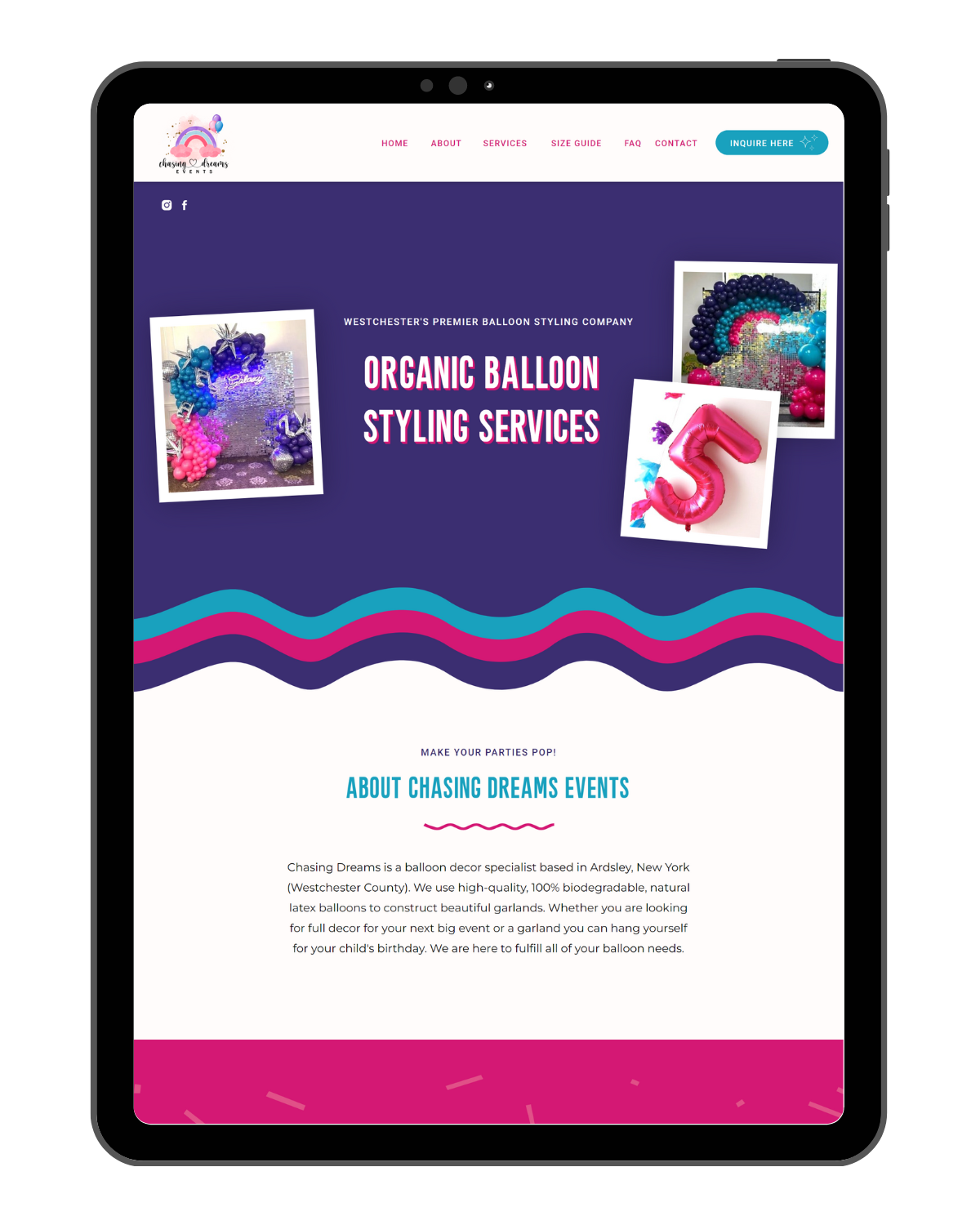 Balloon artist/stylist website