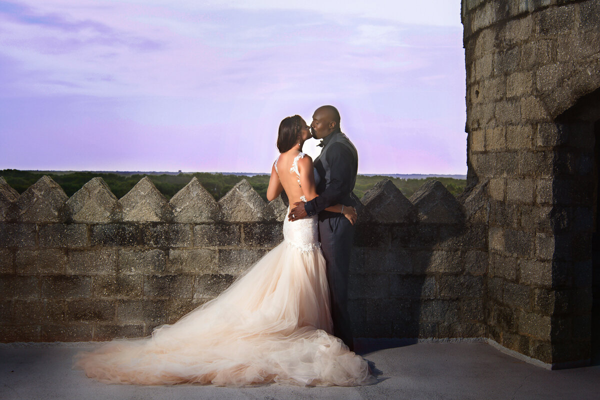 castle otttis bride and groom tulle dress