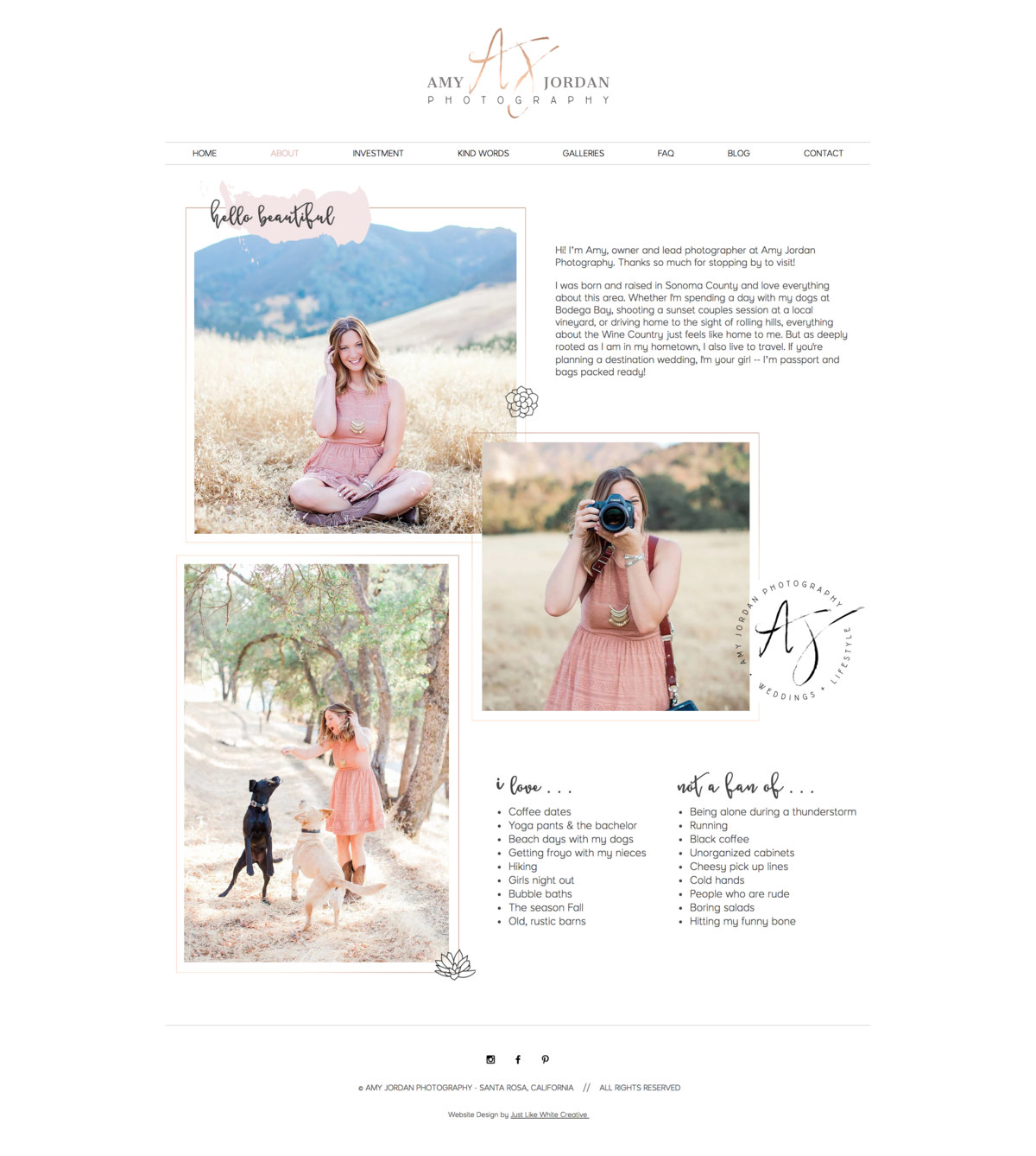 Feminine pretty photography website design by Tribble Design Co.